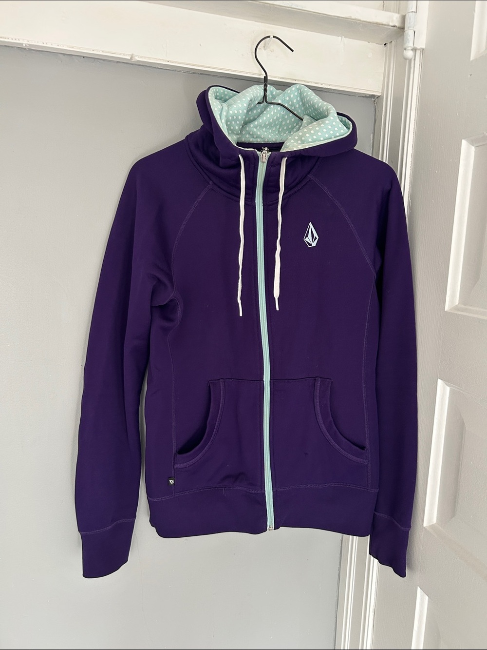 Volcom Purple Zip Hoodie with Mint Accents